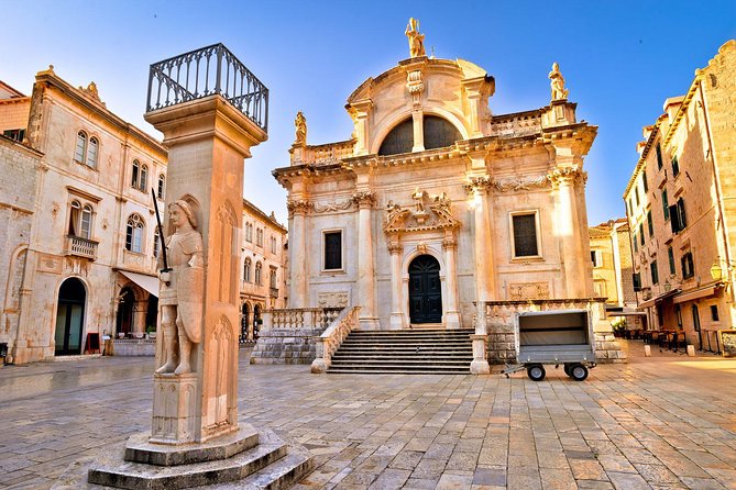 Dubrovnik Guided Group Tour with Ston Oyster tasting from Split & Trogir - First photo stops: Franciscan complex, Rector’s Palace, and Fort Lovrijenac