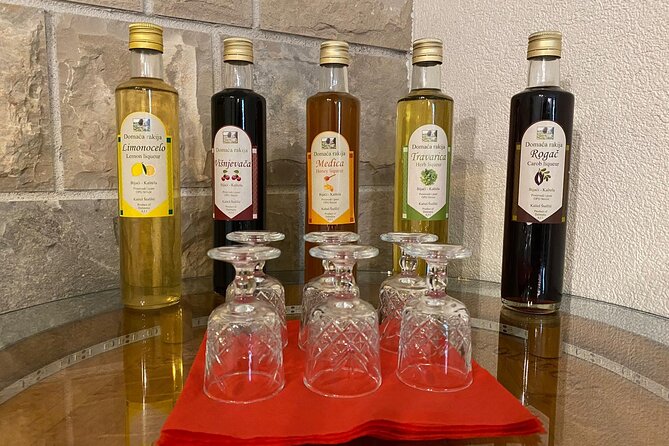 Family-run Vineyard Tour & Award Winning Wine Tasting/Delicacies - The tasting menu: three wines, seven liquors, and Dalmatian plates