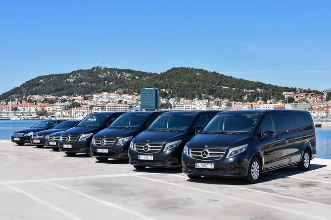 Luxury private transfer: Split Town to Split airport - The Ride Setup: Mercedes Comfort, English-Speaking Guidance, and Water